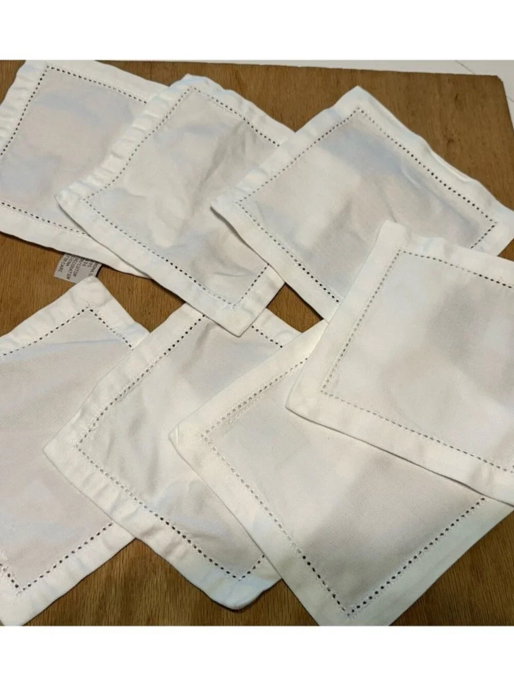 7 WILLIAMS SONOMA 100% Cotton Hemstitched Cocktail Napkins Party Coaster EUC